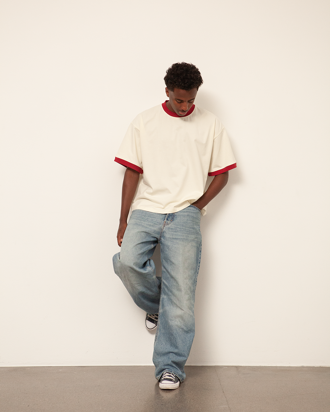 Ringer T-Shirt - Beige/Red