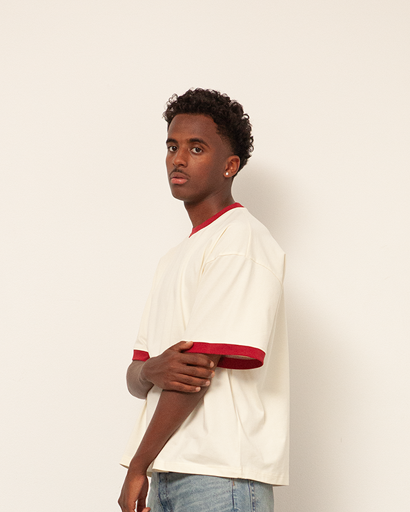 Ringer T-Shirt - Beige/Red